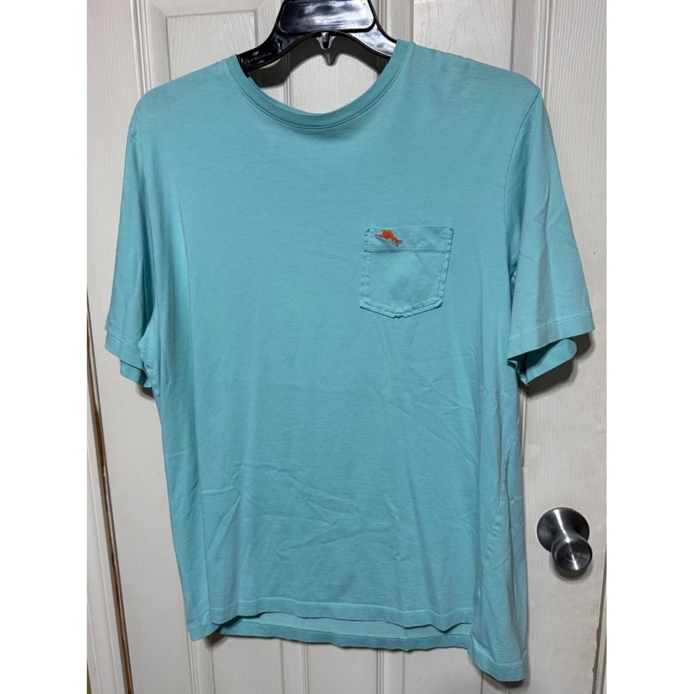 Tommy Bahama Pima Cotton Pocket T-Shirt Mens XL Teal Marlin Logo